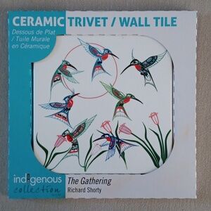 Handmade humming bird trivet wall tile